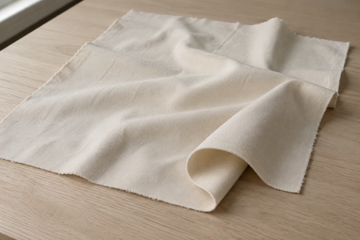 ภาพประกอบเนื้อผ้า Peach Twill (ผ้าพีชทวิล) ที่ใช้ผลิตหมวก ทั้งผืน