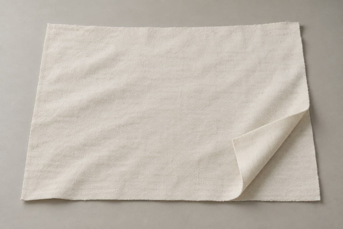 ภาพประกอบผ้า Cotton Nano (ผ้าคอตตอน 100%) ทั้งผืนพับมุม ให้เห็นความหนาและการทิ้งตัวของผ้าเสื้อยืด