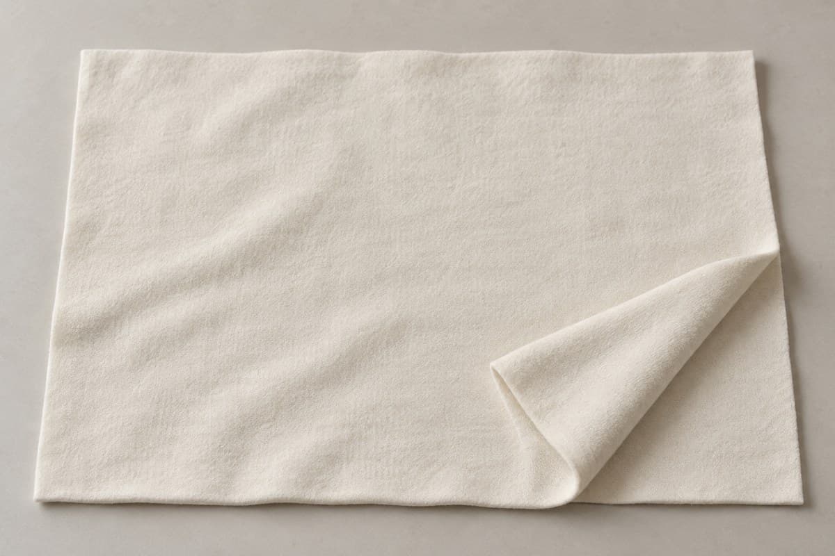 ภาพประกอบผ้า Extra Soft Plus (ผ้าคอตตอน 100%) ทั้งผืนพับมุม ให้เห็นความหนาและการทิ้งตัวของผ้าเสื้อยืด