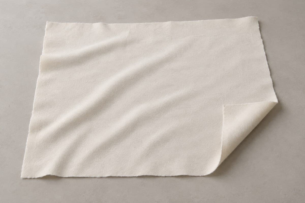 ภาพประกอบผ้า Extra Soft (ผ้าคอตตอน 100%) ทั้งผืนพับมุม ให้เห็นความหนาและการทิ้งตัวของผ้าเสื้อยืด