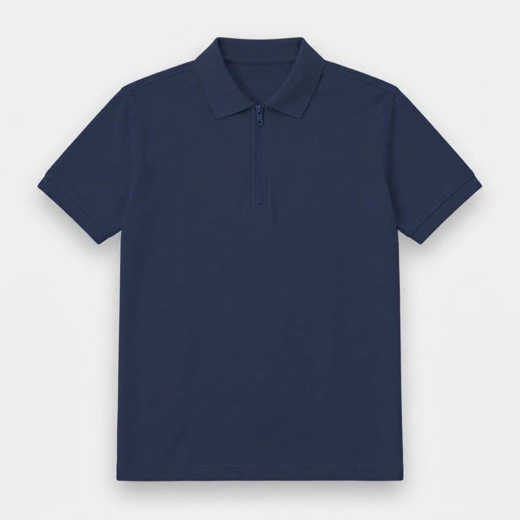 เสื้อโปโลสีกรมท่า สาบซิป